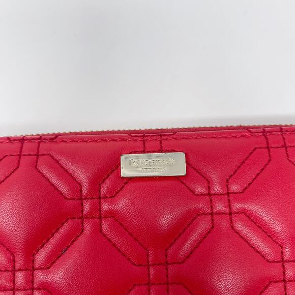 Kate Spade Red Leather Quilted Astor Court Neda Wallet Accordion Zip Around - Picture 4 of 15